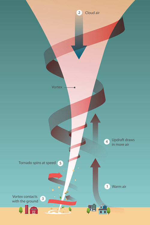 Tornado Formation Graphic - How Tornadoes of All Shapes Form